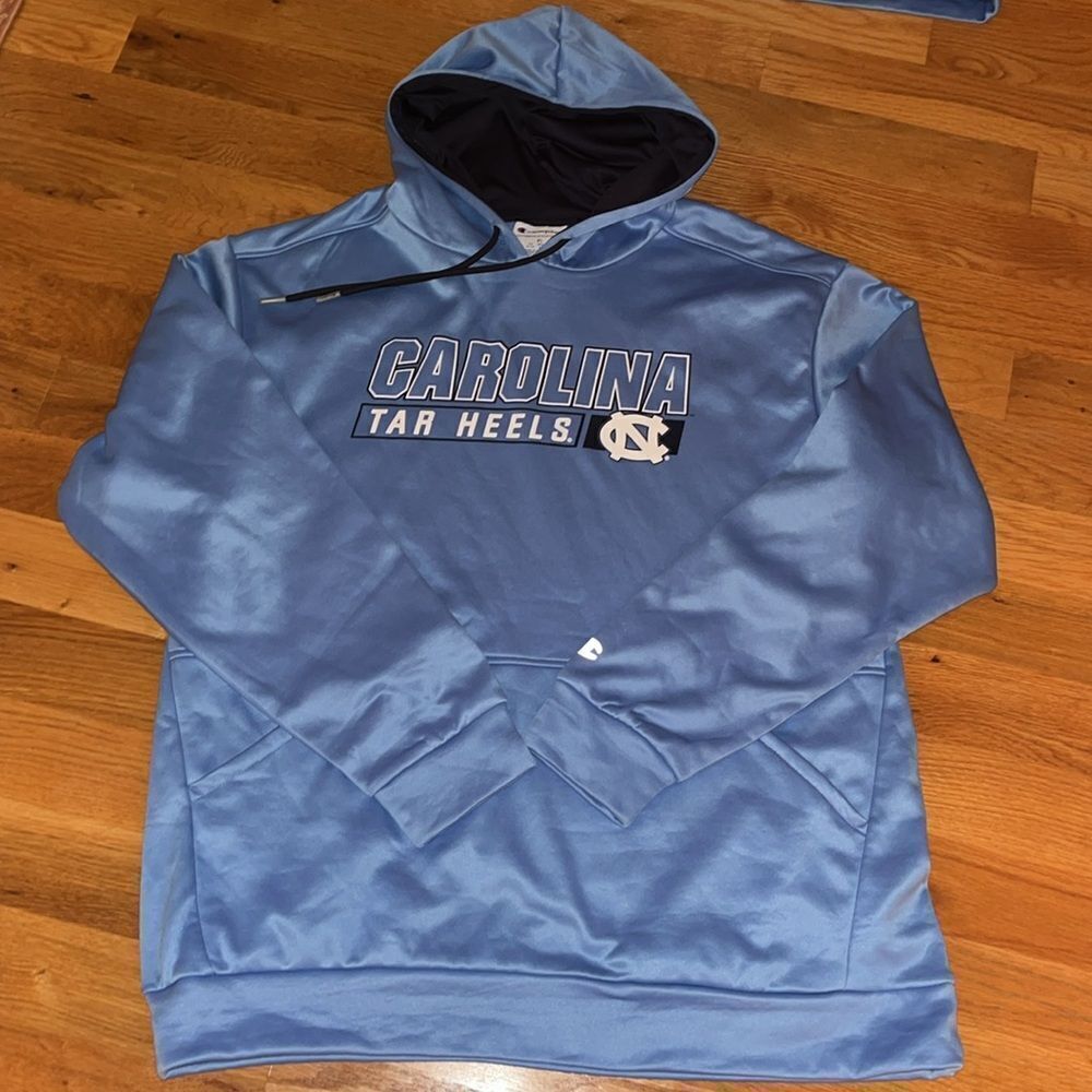 UNC North Carolina Blue Tar Heels Hooded Hoodie Sweatshirt Champion Chapel Bill